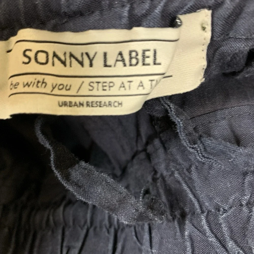 Urban Research Sonny Label Navy Linen Blend Jogger Pants Large Elastic Waist Men